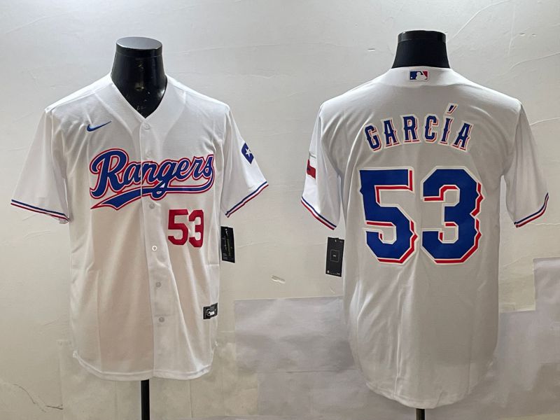Men Texas Rangers #53 Garcia White Game 2025 Nike MLB Jersey style 2